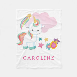 Couverture Polaire Bébée Cute Unicorn Nom Blancs