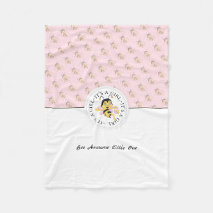 Couverture Polaire Bee Awesome Baby Girl   Personalized monogram