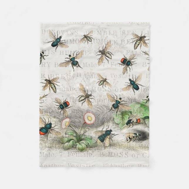 Couverture Polaire Bee Honey Travailleur Queen Bees Antique (Devant)