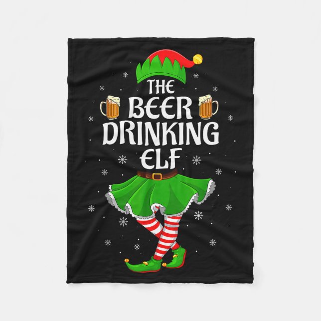 Couverture Polaire Beer Drinking Elf Christmas Family Girl Women Elf  (Devant)