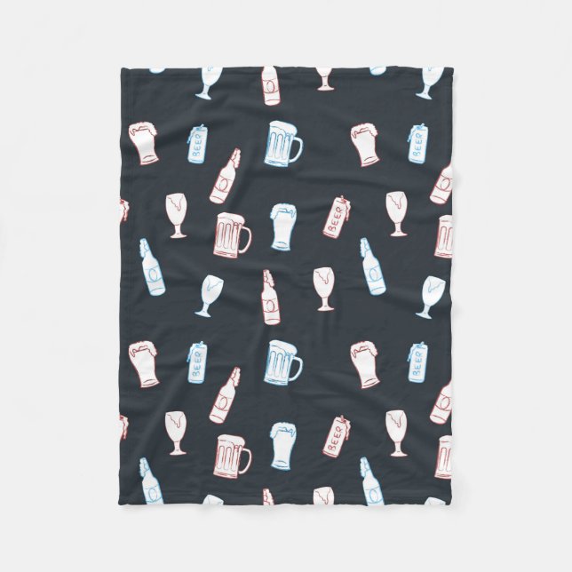 Couverture Polaire Beers Rustic Hand Drawn Whimsical Beer Man Cave (Devant)