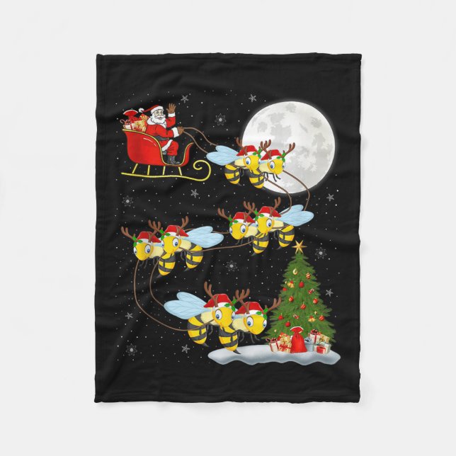 Couverture Polaire Bees Santa Sleigh Flying Funny Magical Christmas T (Devant)