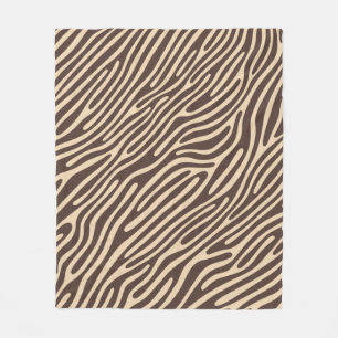 Couverture Polaire Beige Brune Zebra Bande Impression