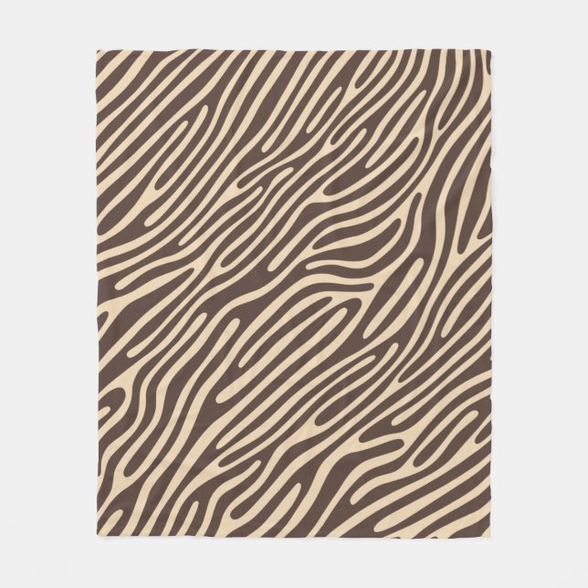Couverture Polaire Beige Brune Zebra Bande Impression (Devant)