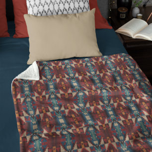 Couverture Polaire Beige Marron Rouge Sarcelle Bleu Terre Cuite Art T
