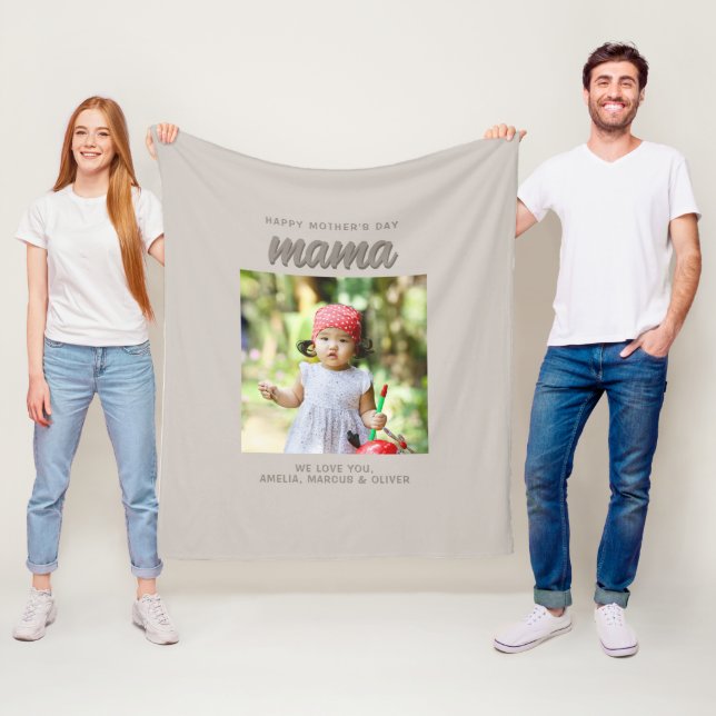 Couverture Polaire Beige moderne maman Enfants Photo Fête des mères (En situation)