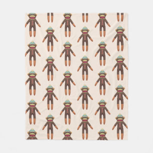 Couverture Polaire Beige Motif de singe soc mignon