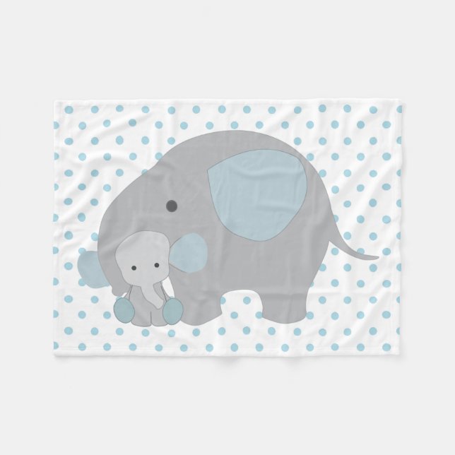 Couverture Polaire Bel éléphant de bleu de bébé (Devant (Horizontal))