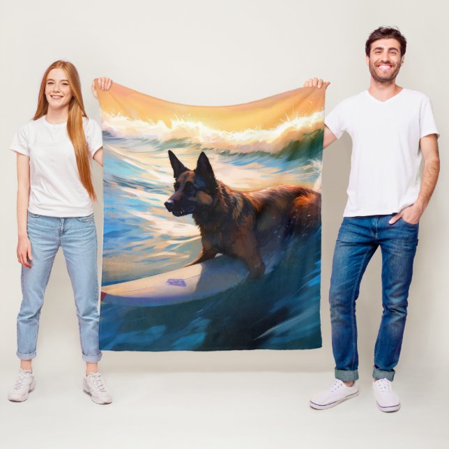 Couverture Polaire Belge Shepherd Beach Surf Peinture (En situation)