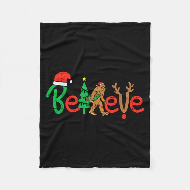 Couverture Polaire Believe Bigfoot Sasquatch Santa Reindeer Christmas (Devant)