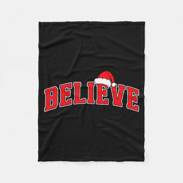 Couverture Polaire Believe Christmas Varsity Text With Santa Hat Fami (Devant)