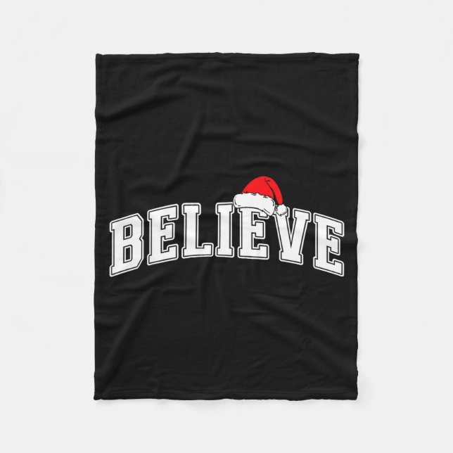 Couverture Polaire Believe Christmas Varsity Text With Santa Hat Fami (Devant)