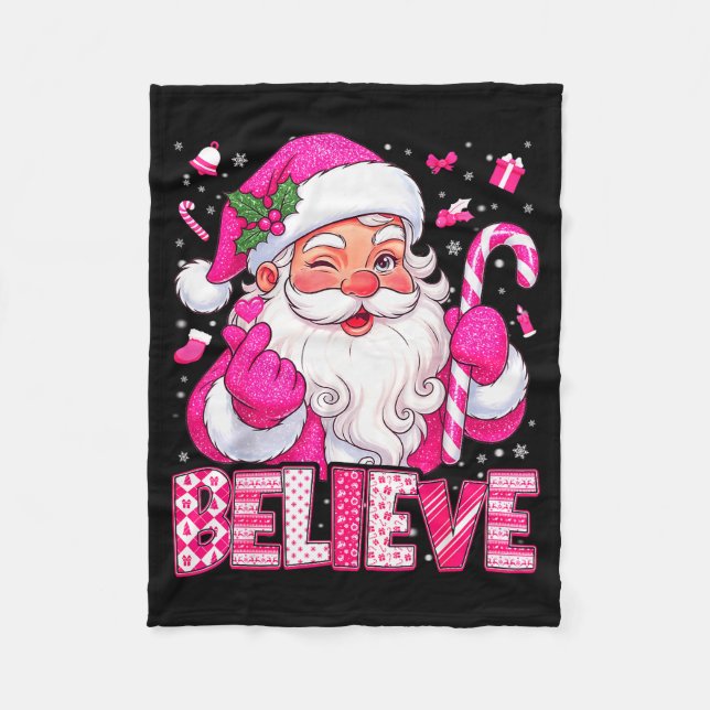 Couverture Polaire Believe Cute Nk Santa Candy Cane Christmas Xmas Gi (Devant)