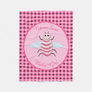 Couverture Polaire Belle abeille bébé fille rose personnalisée