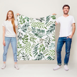 Couverture Polaire Belle aquarelle Botanique Feuille Motif