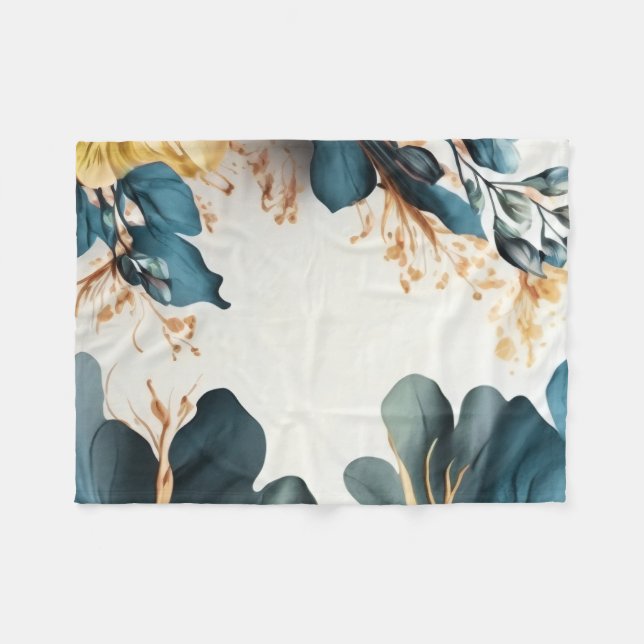 Couverture Polaire Belle aquarelle fleurie (Devant (Horizontal))