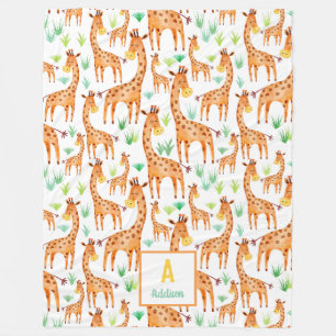 Couverture Polaire Belle aquarelle Giraffe Animal Personnalisé