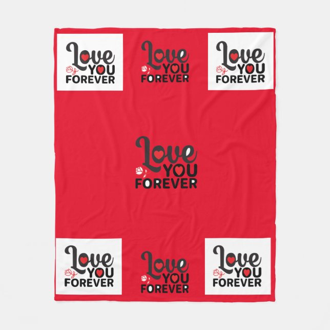 Couverture Polaire Belle Blanche de Saint-Valentin Rouge tendance. (Devant)