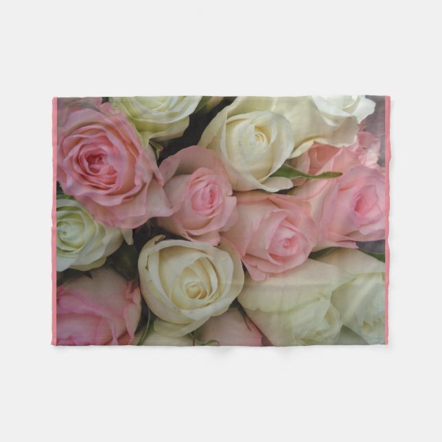 Couverture Polaire Belle Blanche polaire Roses Blanches Rose (Devant (Horizontal))