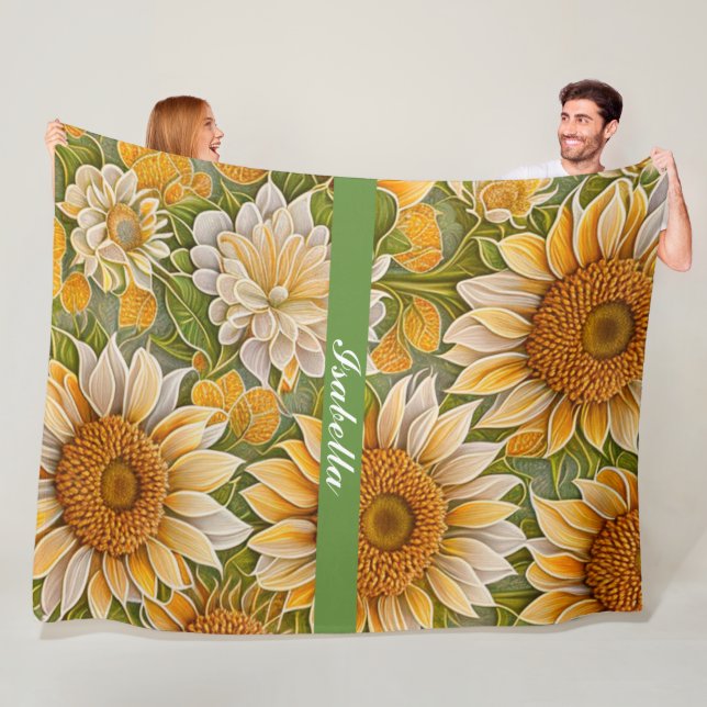 Couverture Polaire Belle collection de tournesol moderne (En situation)