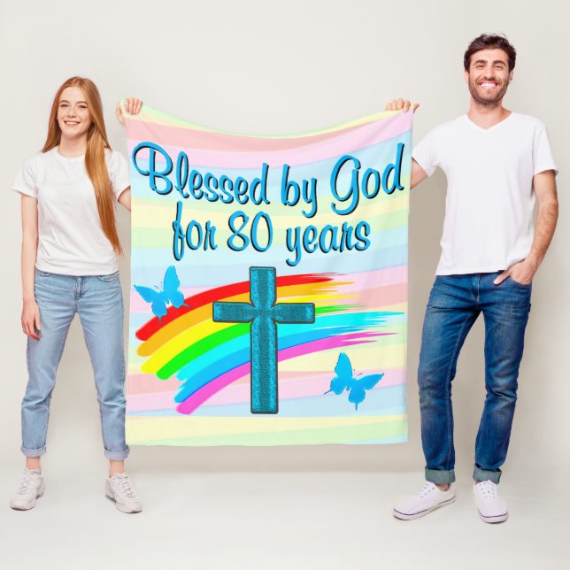 COUVERTURE POLAIRE BELLE CROIX BLEUE 80E ANNIVERSAIRE FLEECE BLANKET (En situation)