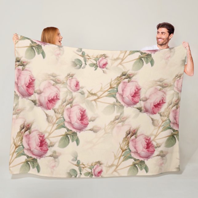 Couverture Polaire Belle florale Vintage (En situation)