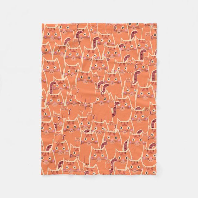 Couverture Polaire Belle foule de chats orange (Devant)