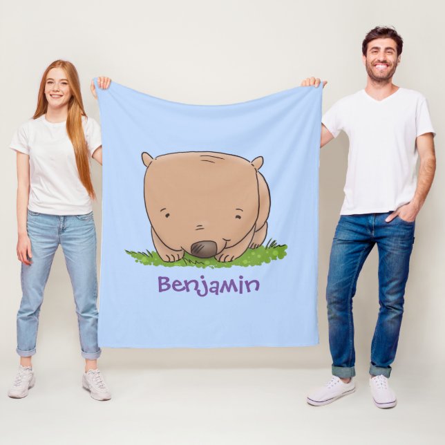 Couverture Polaire Belle illustration de dessin animé de bébé wombat (En situation)