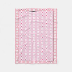 Couverture Polaire Belle marguerite blanche, rose chic, bordure noire