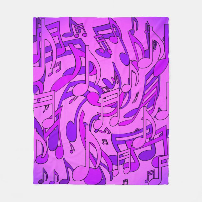Couverture Polaire Belle Musique Notes musicales Upbeat Rose violet (Devant)