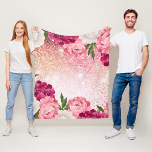 Couverture Polaire Belle Parties scintillant rose florale