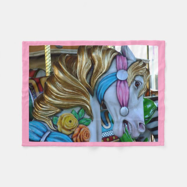 Couverture Polaire Belle Photo Cheval Carrousel, Personnalisée (Devant (Horizontal))