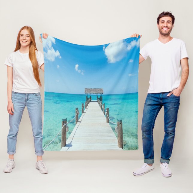 Couverture Polaire Belle promenade de bord Turquoise Water Fleece Bla (En situation)