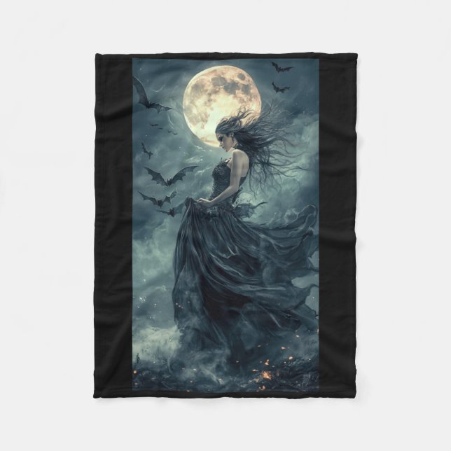 Couverture Polaire Belle Sorcière Imaginaire gothique Vampire Lune 1 (Devant)