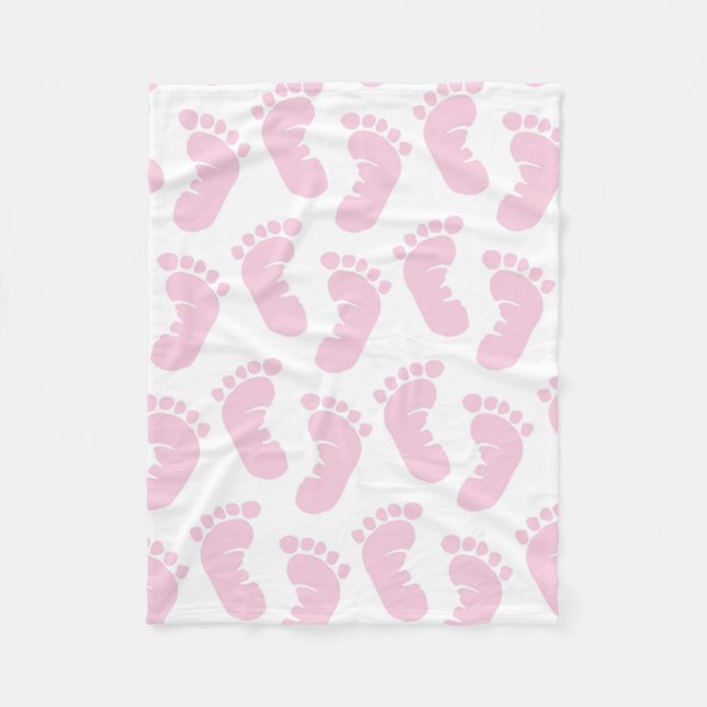 Couverture Polaire Belles empreintes de pas roses douces de bébé (Devant)