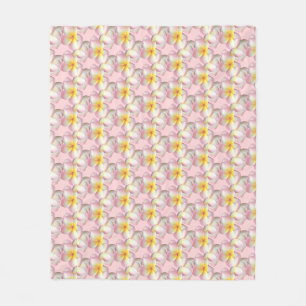 Couverture Polaire Belles fleurs de frangipanier Plumeria pastel