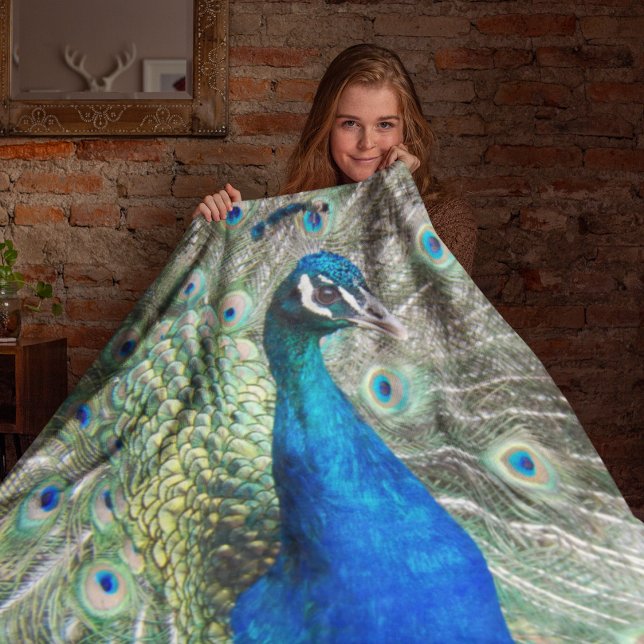Couverture Polaire Belles plumes de paon bleu (In Situ)