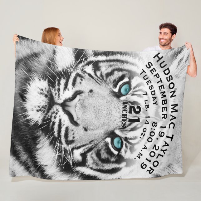 Couverture Polaire Bengale Tigre bébé garçon statistiques de naissanc (En situation)