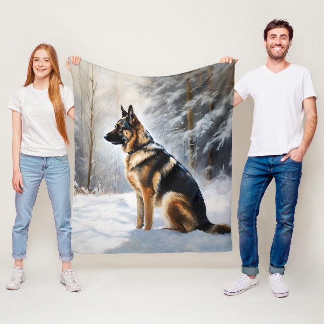 Couverture Polaire Berger Allemand Laisser Neige Noël (En situation)
