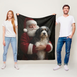 Couverture Polaire Bernedoodle avec Noël Festif du Père Noël
