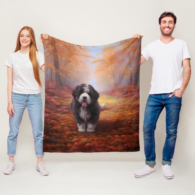 Couverture Polaire Bernedoodle en automne Leaves automne Inspire (En situation)