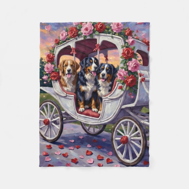 Couverture Polaire Bernese Mountain Dog Valentine's Day (Devant)