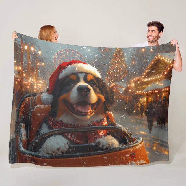 Couverture Polaire Bernois Mountain Dog Roller Dessous de verre Noël (En situation)