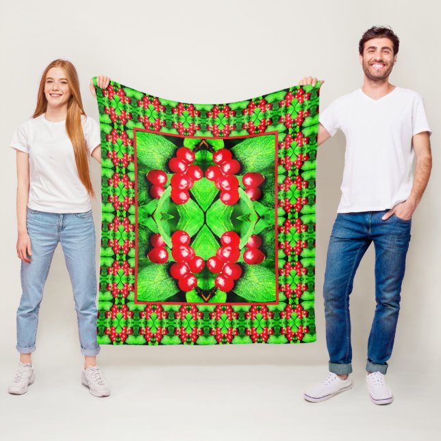 Couverture Polaire Berries rouges avec Raindrops Abstrait Motif de la (En situation)