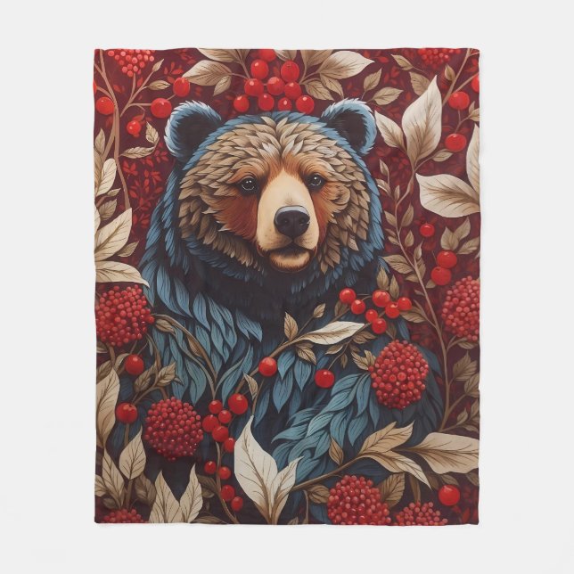 Couverture Polaire Berries rouges de l'ours Brown William Morris Insp (Devant)