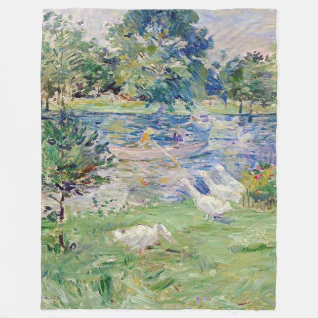 Couverture Polaire Berthe Morisot - Fille en bateau avec oie (Devant)