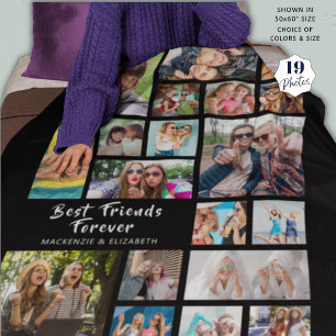 Couverture Polaire BEST AMIS Moderne pour toujours Collage photo noir