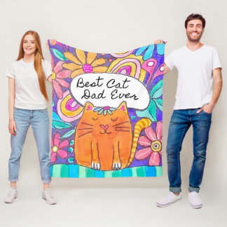 Couverture Polaire Best Cat Dad Ever Cat Gift for Dad Blanket