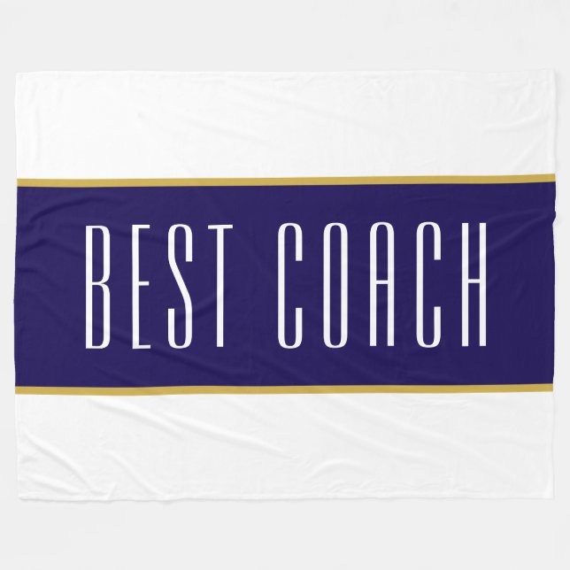 Couverture Polaire BEST COACH Modern Text Navy Blue White Stripes (Devant (Horizontal))