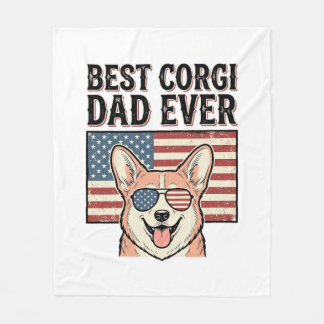 Couverture Polaire Best Corgi Dad Ever Patriotic Vintage Dog Shirt_1